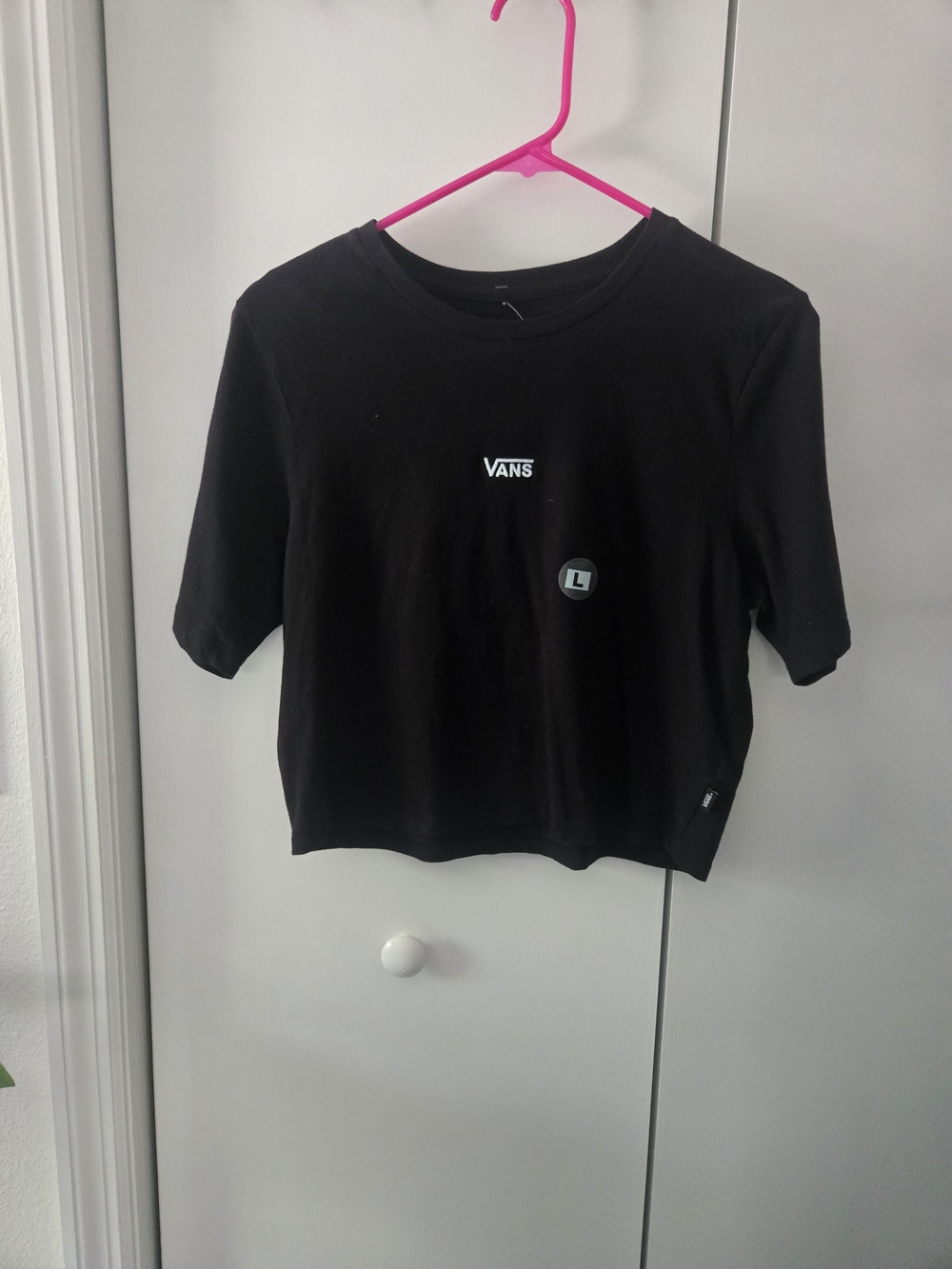 Vans Black Boxy Logo Crop Tee